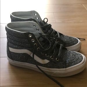 Vans silver glitter high top sneakers size 7.5